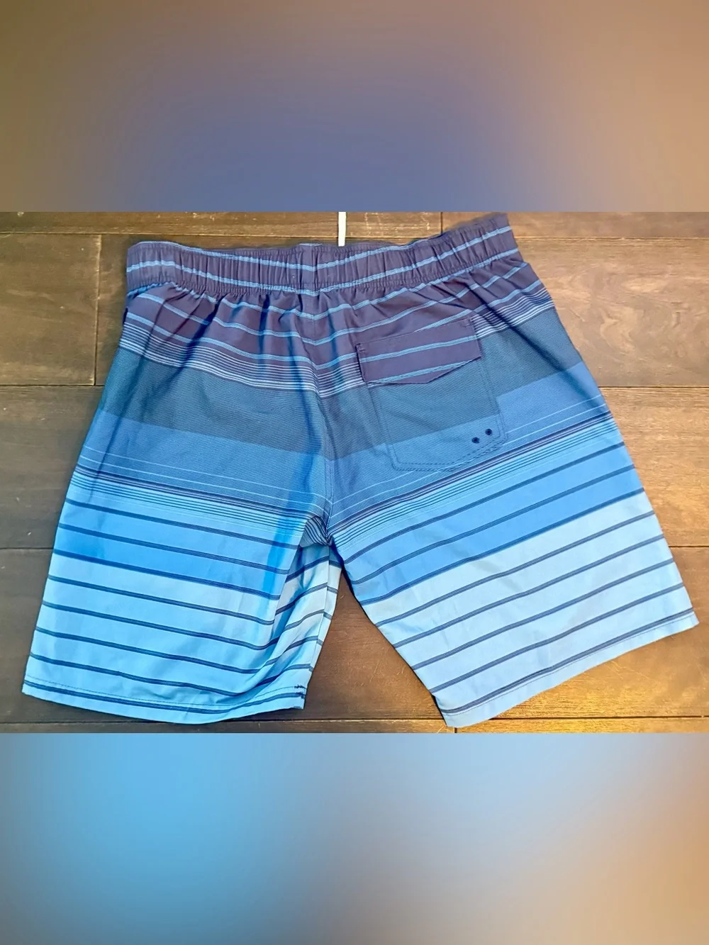 Ocean Coast Blue Striped Board Shorts Swim Trunks XL Men’s Drawstring Beach Surf